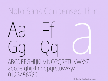 Noto Sans Condensed Thin Version 2.001 Font Sample