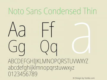 Noto Sans Condensed Thin Version 2.001 Font Sample