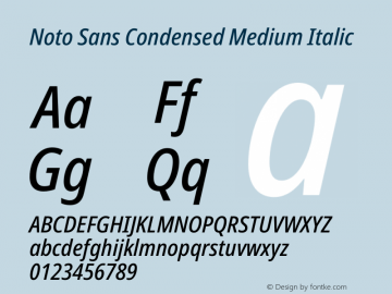 Noto Sans Condensed Medium Italic Version 2.001图片样张