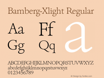 Bamberg-Xlight Regular 001.001 Font Sample