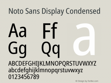 Noto Sans Display Condensed Version 2.001; ttfautohint (v1.8.2) Font Sample