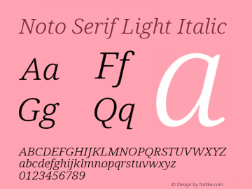 Noto Serif Light Italic Version 2.001; ttfautohint (v1.8.2)图片样张