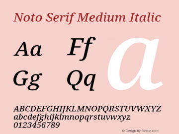 Noto Serif Medium Italic Version 2.001 Font Sample