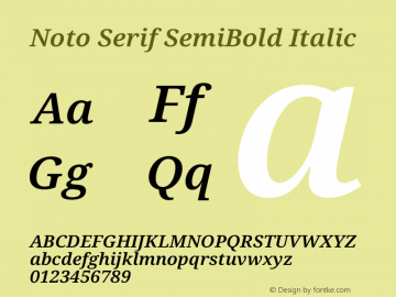 Noto Serif SemiBold Italic Version 2.001图片样张