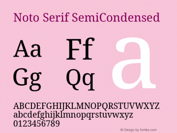 Noto Serif SemiCondensed Version 2.001; ttfautohint (v1.8.2)图片样张