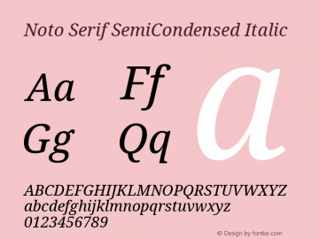 Noto Serif SemiCondensed Italic Version 2.001; ttfautohint (v1.8.2)图片样张