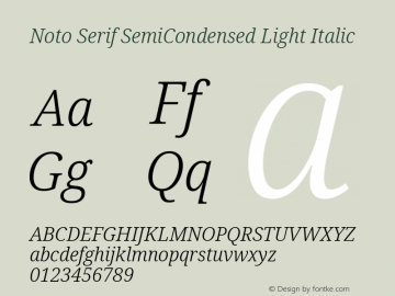 Noto Serif SemiCondensed Light Italic Version 2.001图片样张