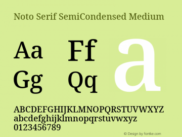 Noto Serif SemiCondensed Medium Version 2.001; ttfautohint (v1.8.2)图片样张