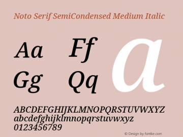 Noto Serif SemiCondensed Medium Italic Version 2.001 Font Sample