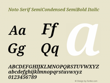 Noto Serif SemiCondensed SemiBold Italic Version 2.001图片样张