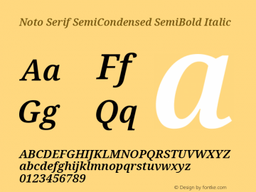 Noto Serif SemiCondensed SemiBold Italic Version 2.001; ttfautohint (v1.8.2)图片样张