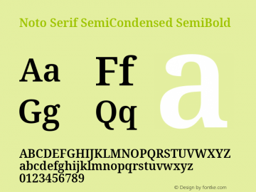 Noto Serif SemiCondensed SemiBold Version 2.001; ttfautohint (v1.8.2)图片样张