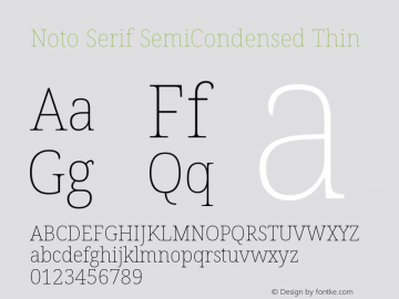 Noto Serif SemiCondensed Thin Version 2.001; ttfautohint (v1.8.2)图片样张