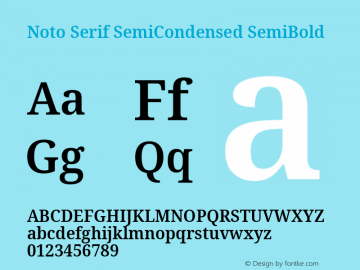 Noto Serif SemiCondensed SemiBold Version 2.001;GOOG;noto-source:20181019:f8f3770;ttfautohint (v1.8.2)图片样张