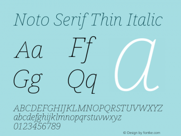 Noto Serif Thin Italic Version 2.001图片样张