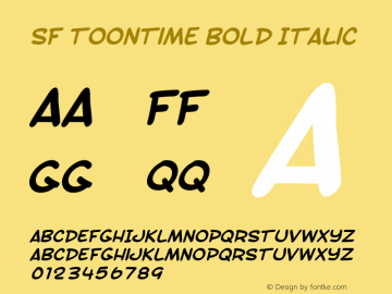 SF Toontime Bold Italic ver 1.0; 2000. Freeware.图片样张