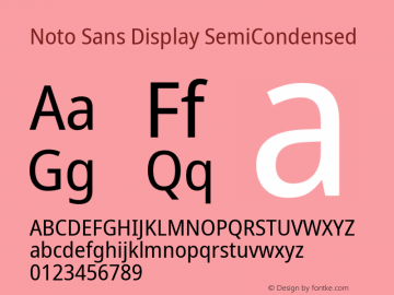 Noto Sans Display SemiCondensed Version 2.001; ttfautohint (v1.8.2) Font Sample