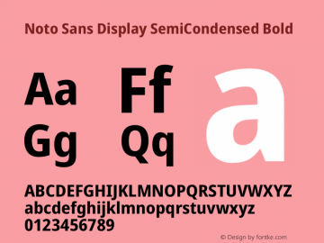 Noto Sans Display SemiCondensed Bold Version 2.001 Font Sample