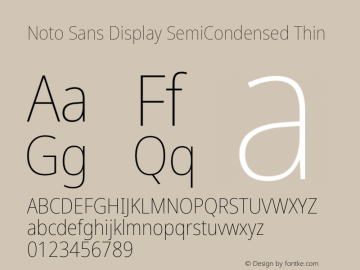 Noto Sans Display SemiCondensed Thin Version 2.001; ttfautohint (v1.8.2)图片样张