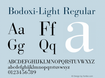 Bodoxi-Light Regular B & P Graphics Ltd.:27.6.1993 Font Sample