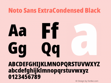 Noto Sans ExtraCondensed Black Version 2.001; ttfautohint (v1.8.2) Font Sample