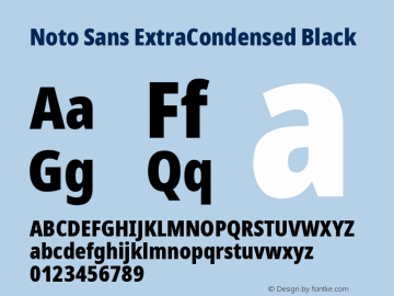 Noto Sans ExtraCondensed Black Version 2.001;GOOG;noto-source:20181019:f8f3770;ttfautohint (v1.8.2) Font Sample