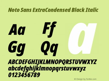 Noto Sans ExtraCondensed Black Italic Version 2.001 Font Sample