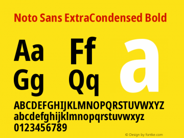 Noto Sans ExtraCondensed Bold Version 2.001 Font Sample