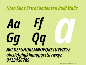 Noto Sans ExtraCondensed Bold Italic Version 2.001 Font Sample