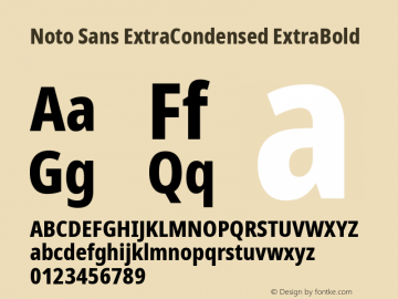 Noto Sans ExtraCondensed ExtraBold Version 2.001;GOOG;noto-source:20181019:f8f3770;ttfautohint (v1.8.2) Font Sample