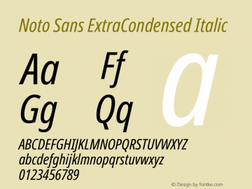 Noto Sans ExtraCondensed Italic Version 2.001 Font Sample