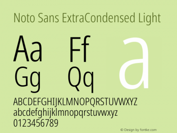 Noto Sans ExtraCondensed Light Version 2.001 Font Sample