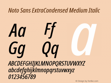 Noto Sans ExtraCondensed Medium Italic Version 2.001 Font Sample