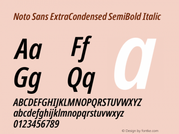 Noto Sans ExtraCondensed SemiBold Italic Version 2.001 Font Sample