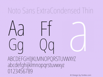 Noto Sans ExtraCondensed Thin Version 2.001 Font Sample