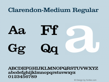 Clarendon-Medium Regular 001.001 Font Sample