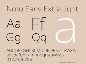 Noto Sans ExtraLight Version 2.001; ttfautohint (v1.8.2) Font Sample