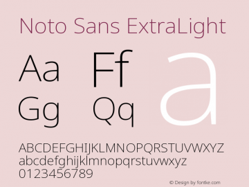 Noto Sans ExtraLight Version 2.001 Font Sample