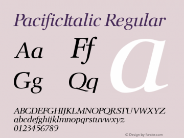 PacificItalic Regular Brendel            :10.12.1994 Font Sample