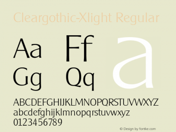 Cleargothic-Xlight Regular B & P Graphics Ltd.:25.6.1993 Font Sample