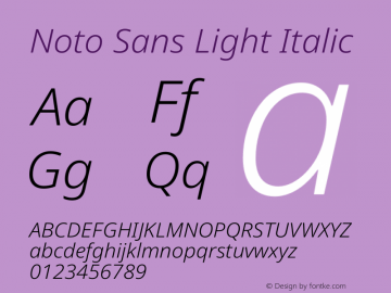 Noto Sans Light Italic Version 2.001 Font Sample