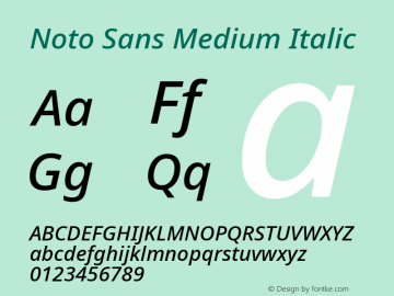 Noto Sans Medium Italic Version 2.001图片样张