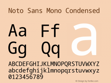 Noto Sans Mono Condensed Version 2.002; ttfautohint (v1.8.2)图片样张
