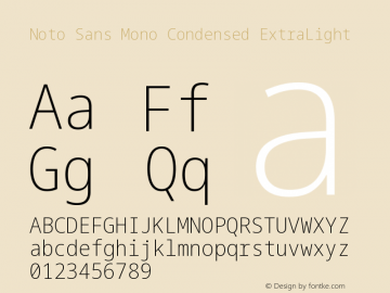 Noto Sans Mono Condensed ExtraLight Version 2.002图片样张
