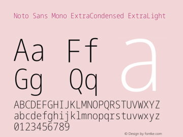 Noto Sans Mono ExtraCondensed ExtraLight Version 2.002 Font Sample