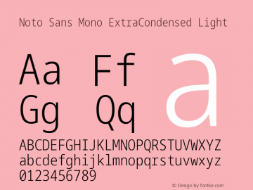 Noto Sans Mono ExtraCondensed Light Version 2.002; ttfautohint (v1.8.2) Font Sample