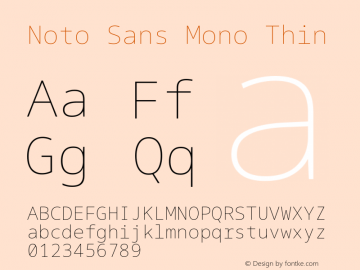 Noto Sans Mono Thin Version 2.002; ttfautohint (v1.8.2)图片样张