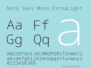 Noto Sans Mono ExtraLight Version 2.002; ttfautohint (v1.8.2) Font Sample