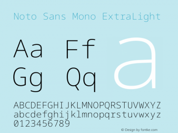 Noto Sans Mono ExtraLight Version 2.002 Font Sample