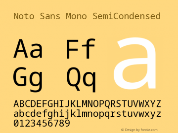 Noto Sans Mono SemiCondensed Version 2.002 Font Sample